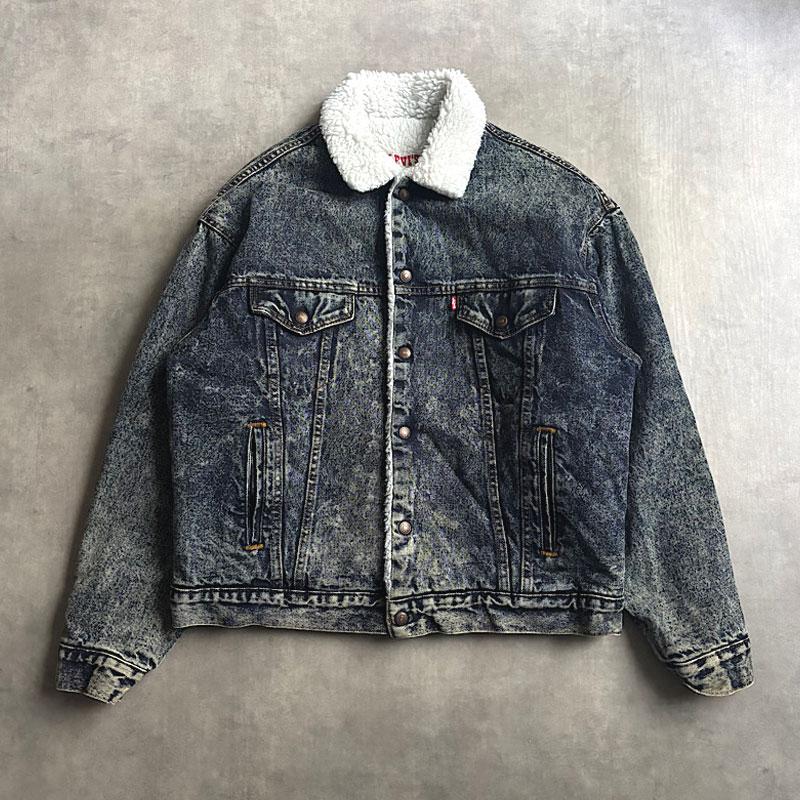 80's Levi's 70609-0227 Boa Denim Trucker Jacket/L Made in USA 80