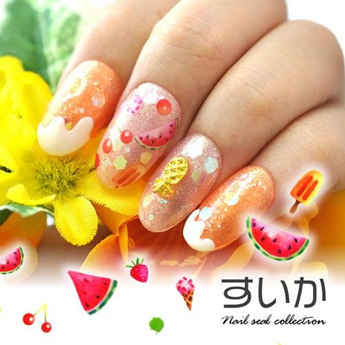 ネイルシール フルーツ スイカ すいか ジュース アイス いちご