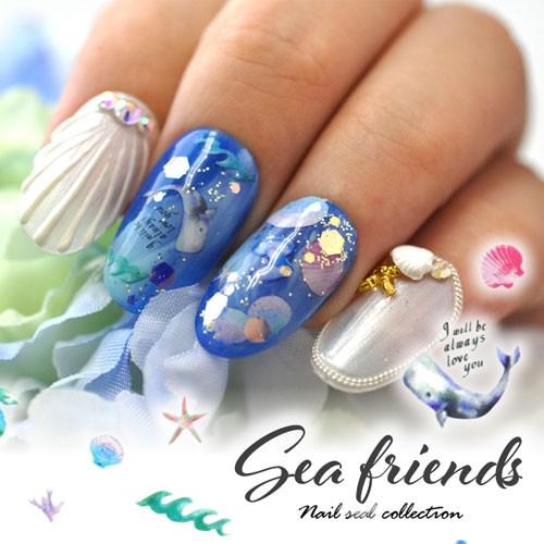 ネイルシール マーメイド 海 くじら シェル ヒトデ マリン | ジェル