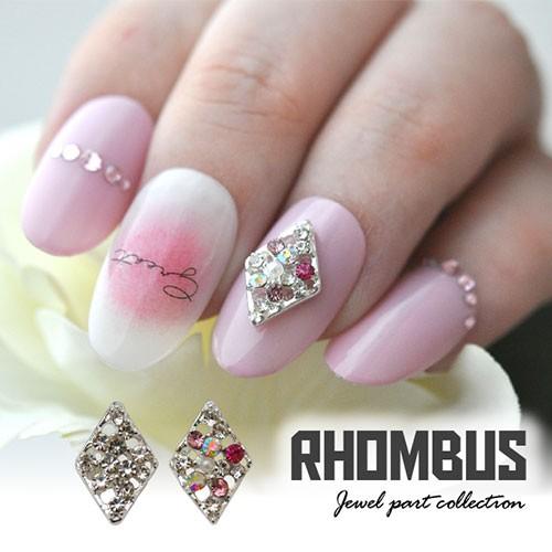 ネイルパーツ 2個 メタルパーツ ひし形 ランバス カーブ付き ビジュー