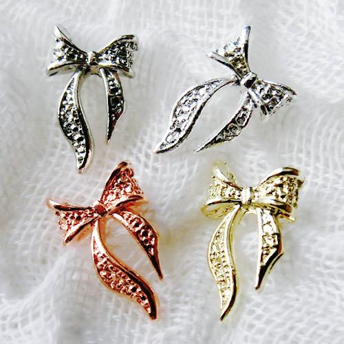 りぼん パーツ リボン ネイル 全4色 ビジュー シルバー ゴールド