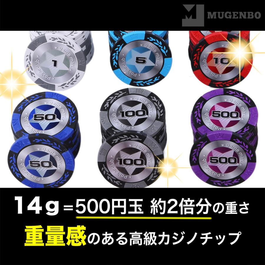 本格 カジノチップ ポーカーチップ チップ 14g 10種類 100枚 セット