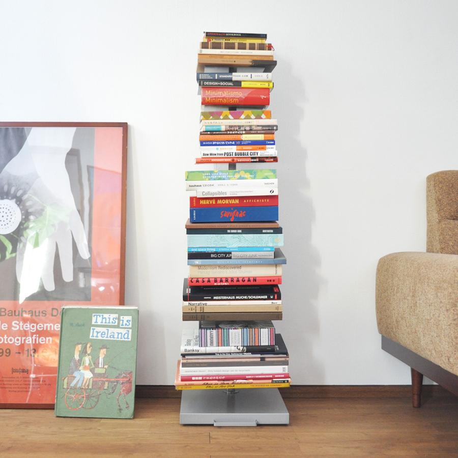 Tsum_dock ブックタワー 隠しキャスター付き ハイタイプ /8段 シルバー