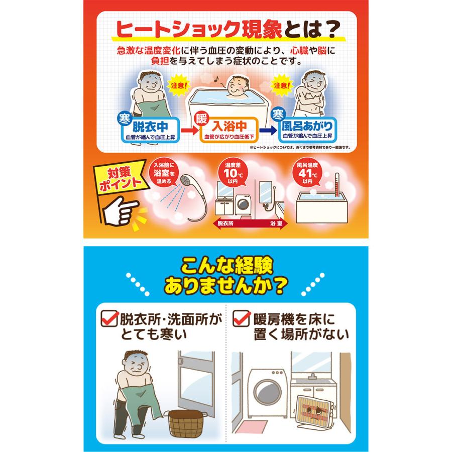 人感センサー搭載 脱衣所ヒーター ワイドスリム 壁掛けタイプ 温風調節