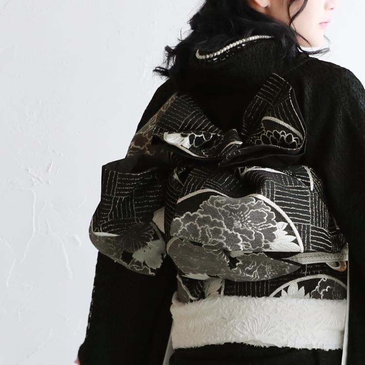 最大20日間レンタル 振袖レンタル 成人式 黒 日本製黒地にレース振袖24