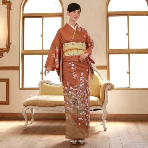 訪問着 19点フルコーディネートレンタルセット「茶色地に梅 ひょうたん