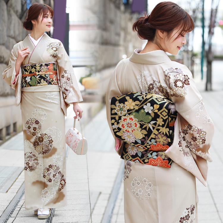 訪問着 レンタル 19点フルコーディネートレンタルセット「ベージュ地に