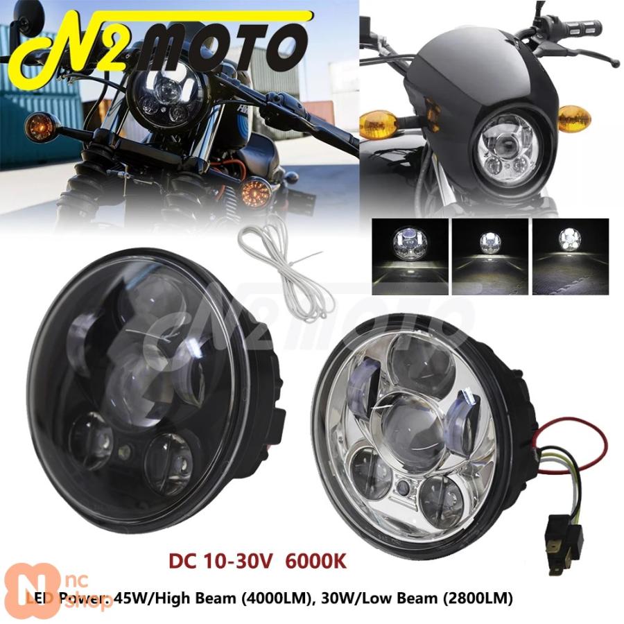並行輸入品】 5.75インチ 丸型 LEDヘッドライト バイク用