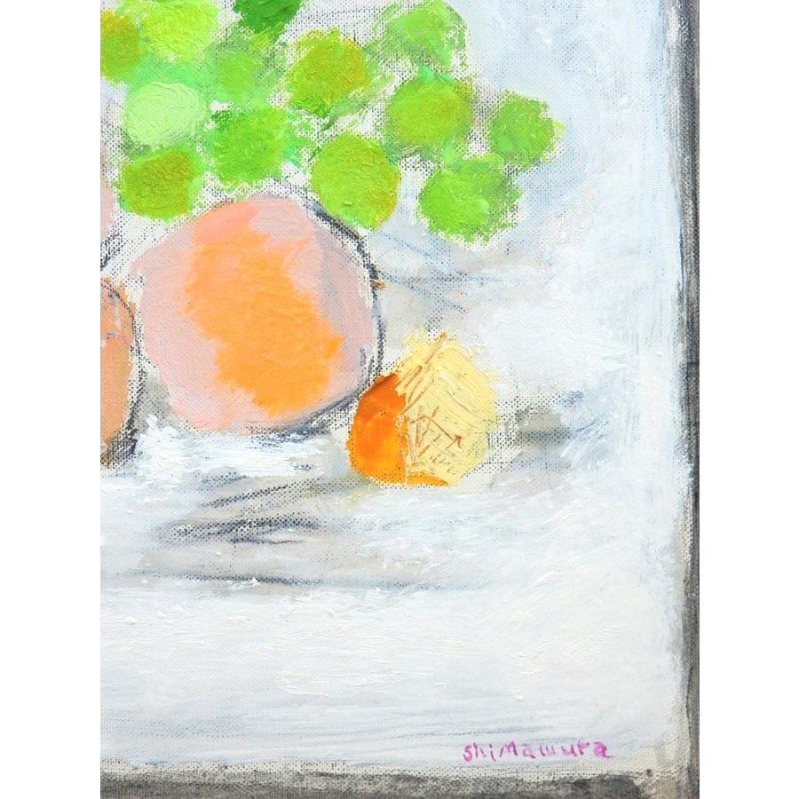 島村達彦 「碧い瓶」 静物画 油彩 F10号 真作保証 独特な白