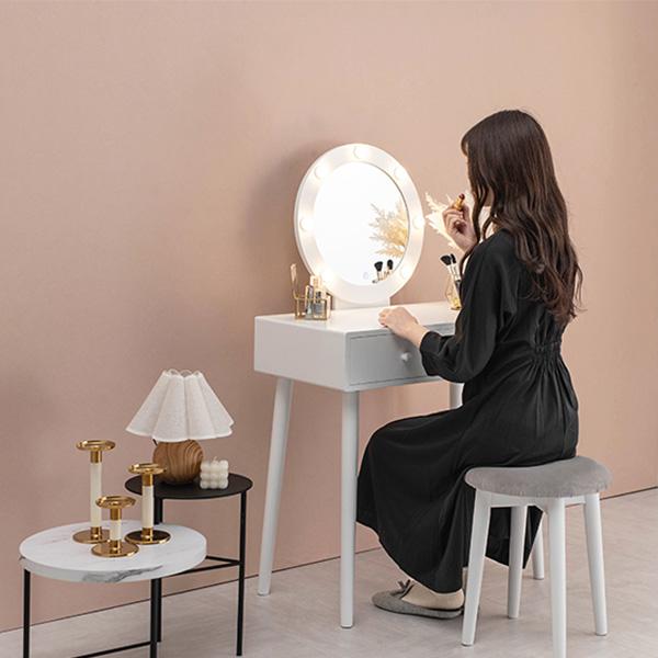 HAGiHARA（萩原） ドレッサー おしゃれ スツール 女優ミラー LED 化粧