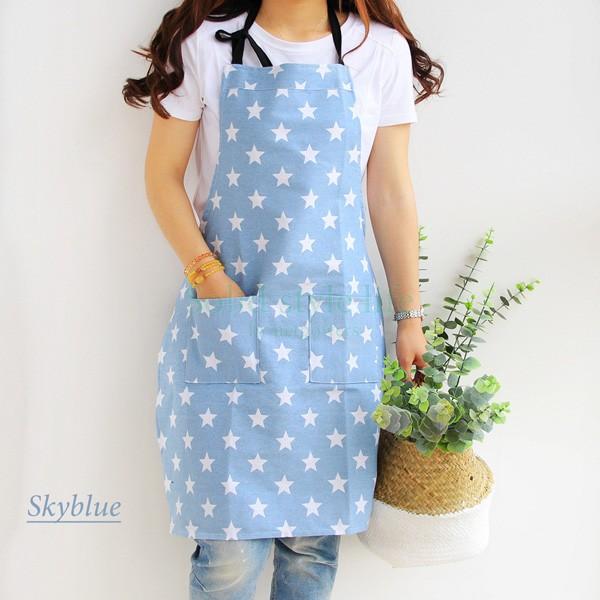 エプロン レディース ジュニア 星柄 かわいい おしゃれ 女性 主婦 OL