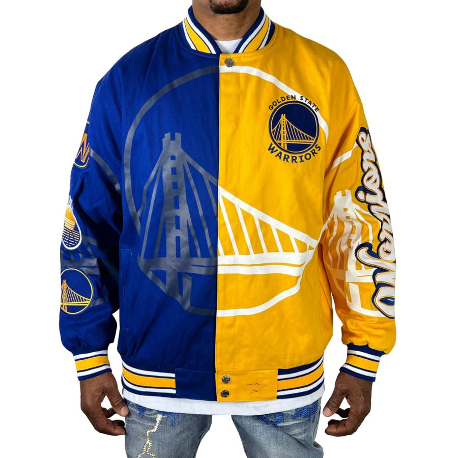 jhDesign WARRIORS バイカラー ジャケット ウォリアーズ バスケ ロゴ