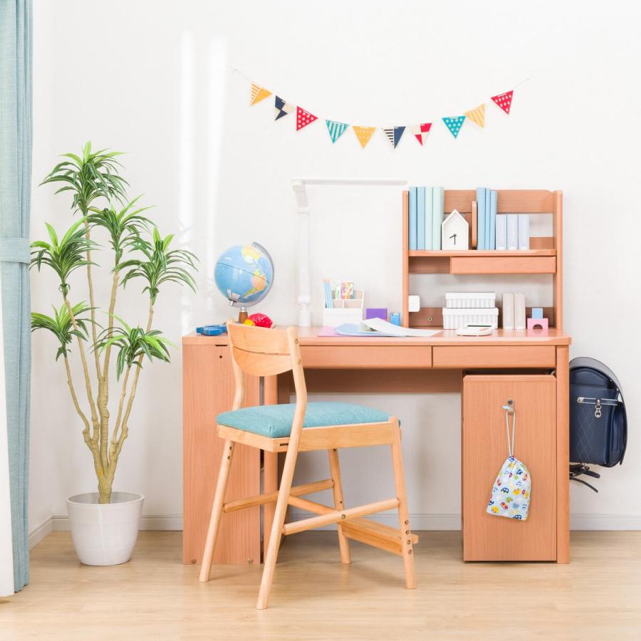 学習机 デスク(メルシーRN) ホワイトウォッシュ 引き出し付 天然木