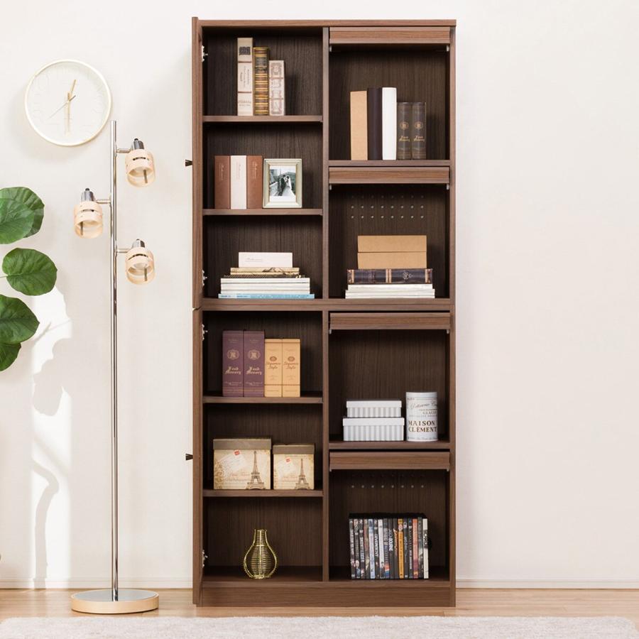 ニトリ（NITORI） フラップ扉 本棚(ビブリオGD80 MBR) 書棚 ラック