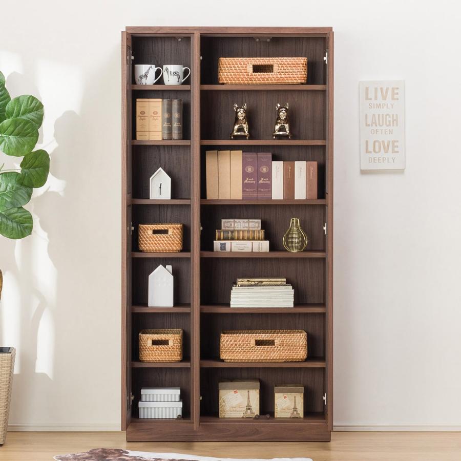 ニトリ（NITORI） ガラス扉 本棚(カット I 90 MBR) 書棚 ラック