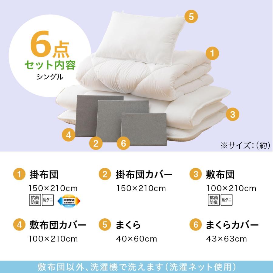 ニトリ（NITORI） 布団セット 温度調整防ダニ寝具6点セット シングル