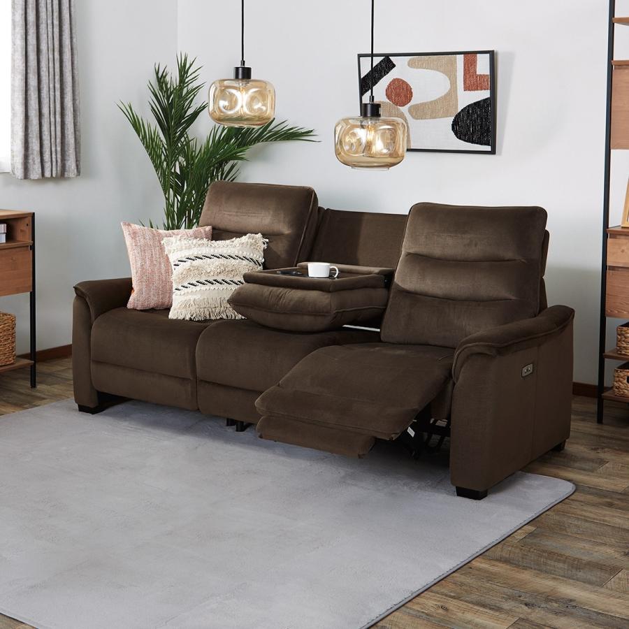 ニトリ（NITORI） 3人掛け電動テーブル付きリクライニングソファ(N