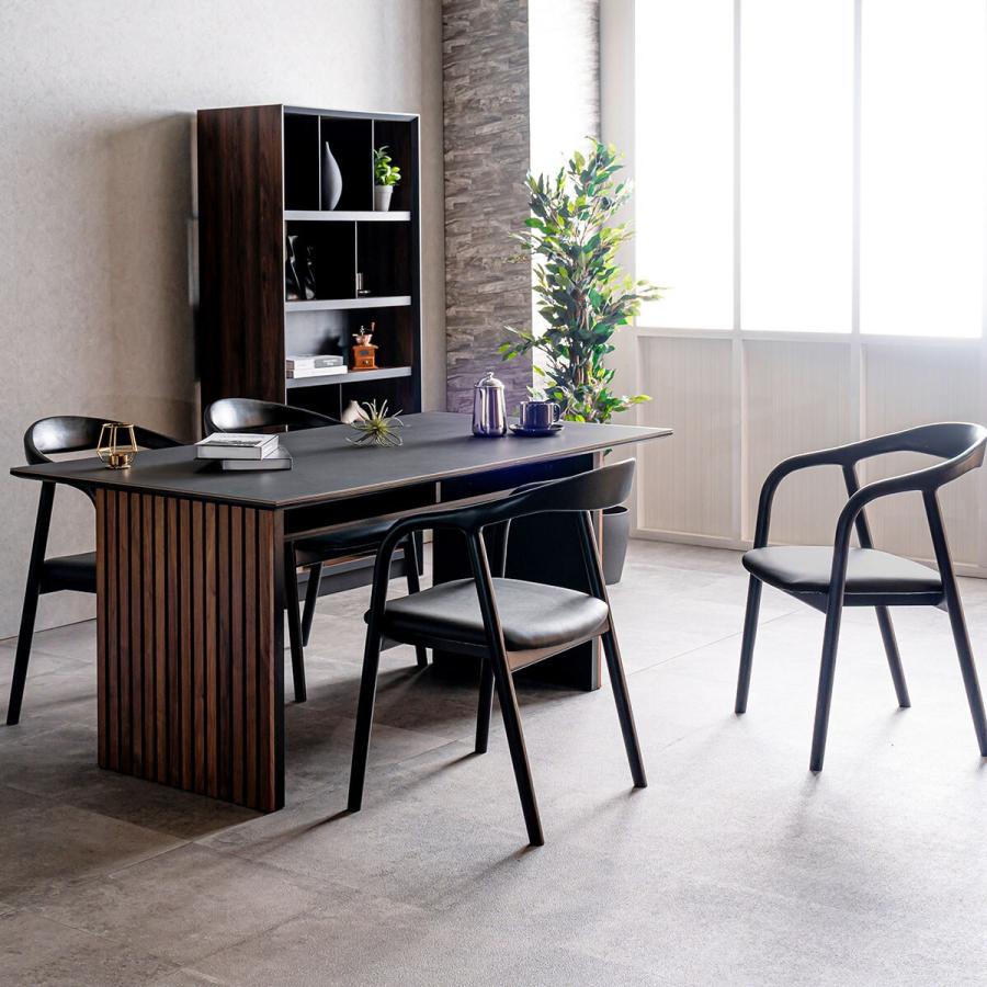 ニトリ（NITORI） 格子脚セラミックダイニング5点セット (DGY/BK