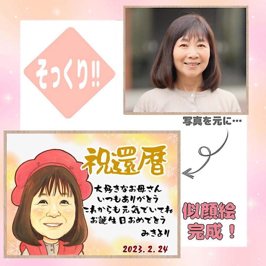 似顔絵 還暦祝い 誕生日 記念日 母の日 お急ぎ無料 メッセージ