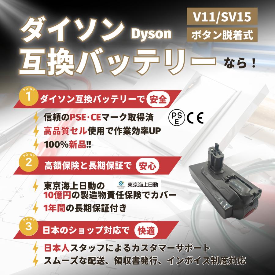 Dyson（ダイソン） 互換品 V11 SV15 バッテリー 大容量 4000mAh