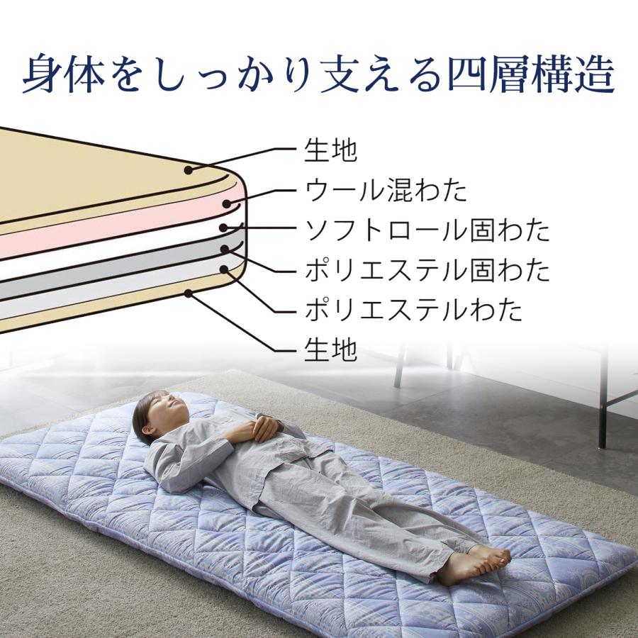 西川（nishikawa） 敷布団 シングル ロング 四層 敷き布団 敷き布団