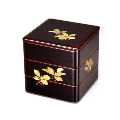 和食器 会津漆器 お重 木製 6.0寸 三段重箱 漆塗り やぶこうじ 溜内朱