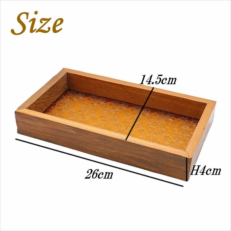 ウッド&エンボスガラス トレイ トレー 小物入れ 木製 木 ボックス 卓上