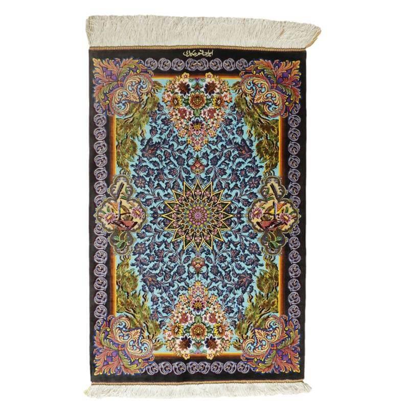 ペルシャ絨毯 イラン じゅうたん・クム産 シルク 100％ 90×59cm 手織り