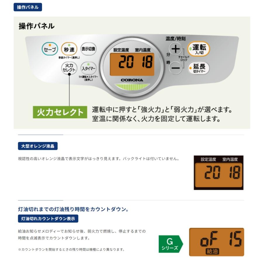 CORONA（コロナ） 石油 ファンヒーター ストーブ FH-G5725BY (W) G