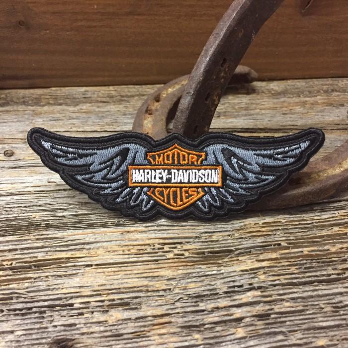 送料無料 ハーレー ウィング ロゴ ミニ 刺繍 ワッペン ◇ 羽根 B&S