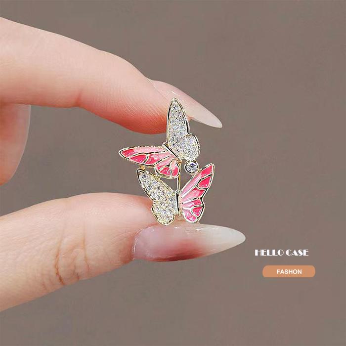 蝶々 ブローチ 気質ファッション かわいい キラキラ 2つの蝶ブローチ