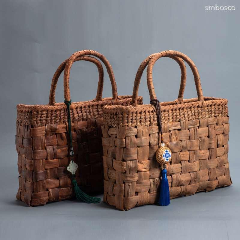 みだれ編み 山葡萄 かごバッグ 内布付き 網代編み 山ぶどう 職人手作り
