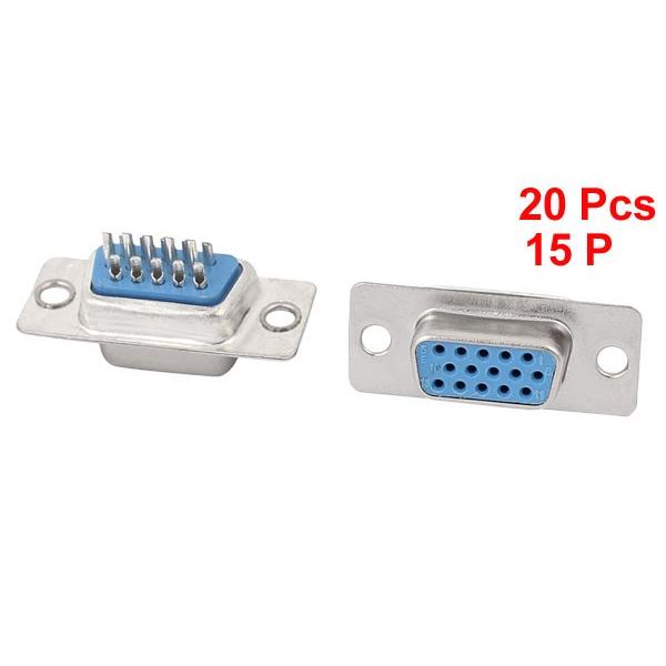 uxcell D-SUB アダプター コネクタ 3列 15ピンメス ソルだータイプ