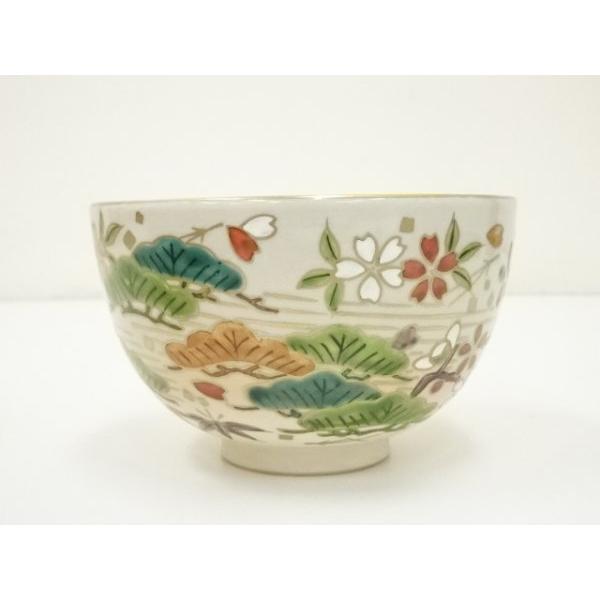 ys6992856; 宗sou 京焼 御所窯 宮本翠浩造 色絵松茶碗（共箱）【道