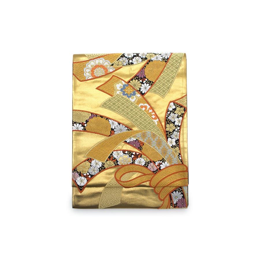 訳あり 袋帯 未仕立て 志都香 金色 ゴールド 黒 束ね熨斗 京都西陣織