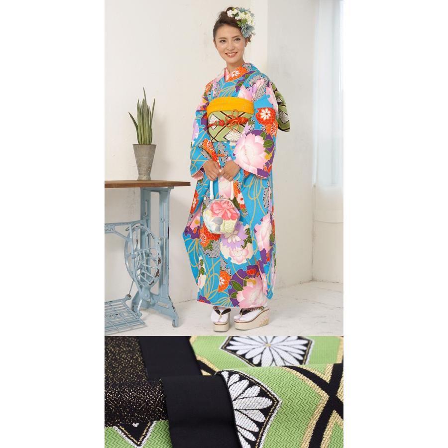 振袖 セット 未仕立て 仮絵羽 ターコイズブルー 雪輪 桜 梅 花 正絹