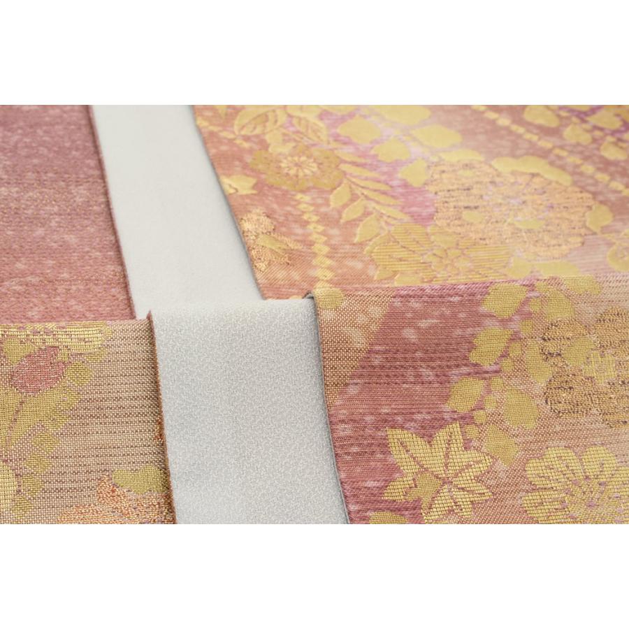 未仕立て】袋帯 振袖用 赤紫色 パープル 金色 ゴールド グラデーション