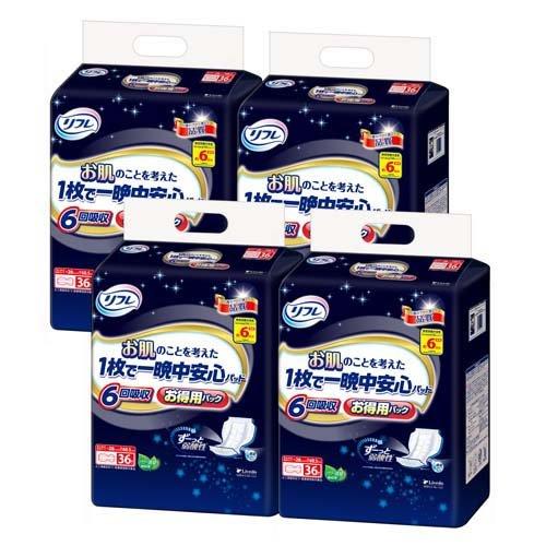 リフレ お肌のことを考えた1枚で一晩中安心パッド 6回吸収 ( 36枚入*4
