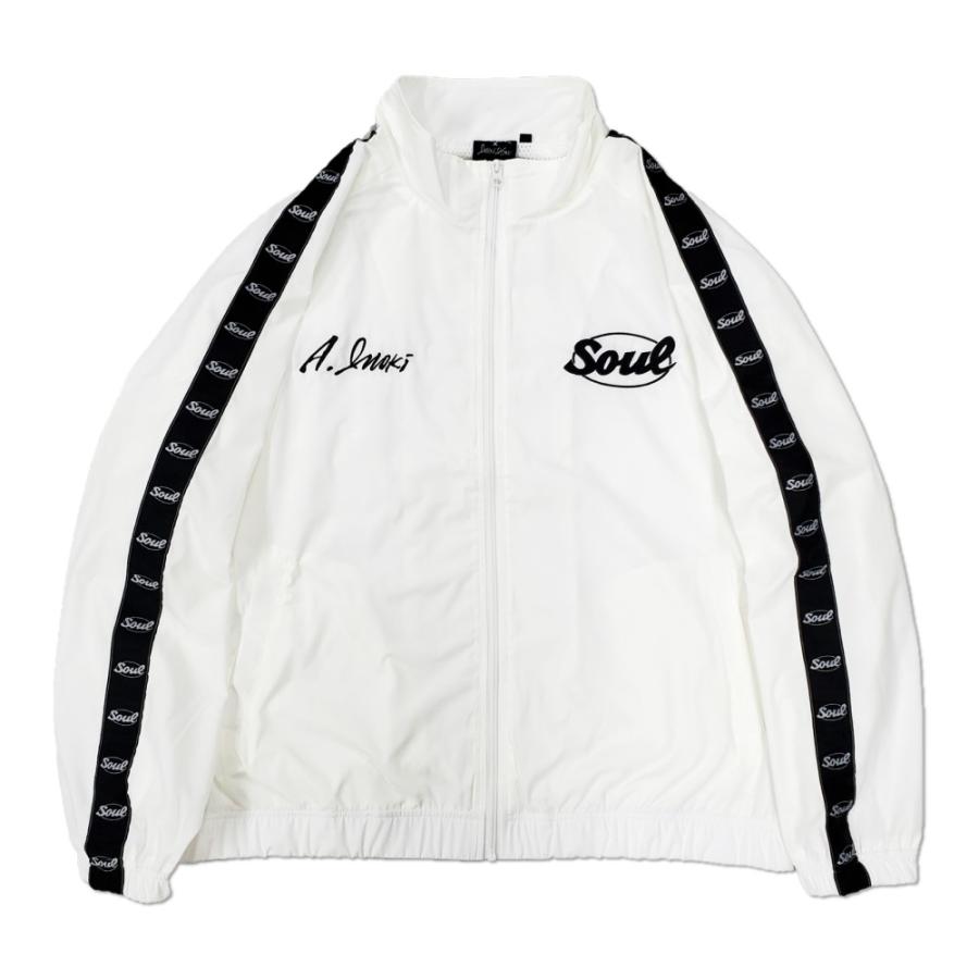 SOUL×アントニオ猪木 ジップJKT ラグラン 袖テープ ポリエステル 白