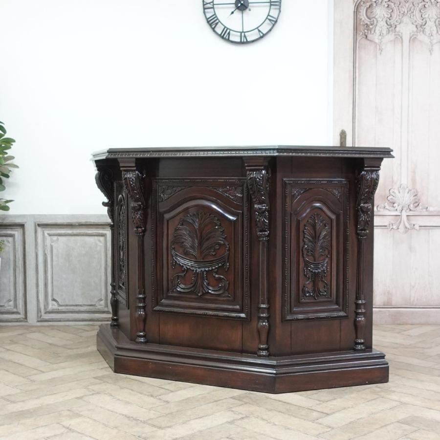 アンティーク カウンターテーブル コーナーカウンター レジ台