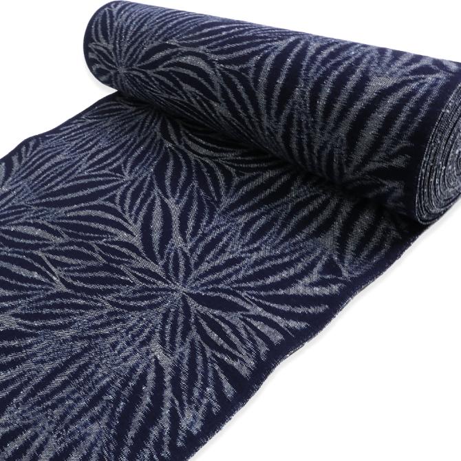 本場久留米絣 木綿反物 池田絣工房 藍染 むじな菊 池田光政 手織