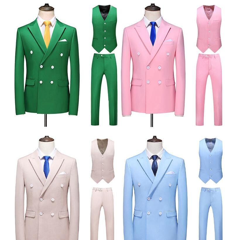カラースーツ ダブルスーツ メンズ ビジネス フォマール スーツ 2点