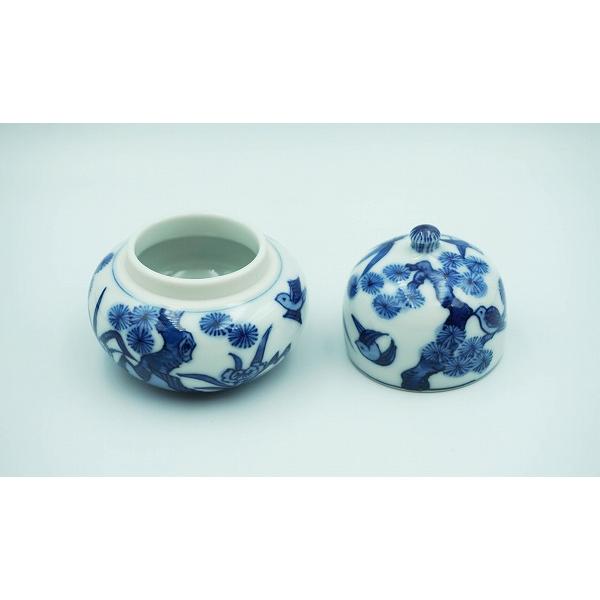 茶道具 香合 瓢香合 染付 花鳥文 西村徳泉 尋牛斎御書付 桐箱 : 新古