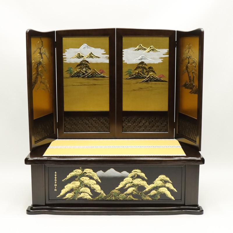 アウトレット品 五月人形 台屏風セット 35号*50/25号4曲*50 山水松 本