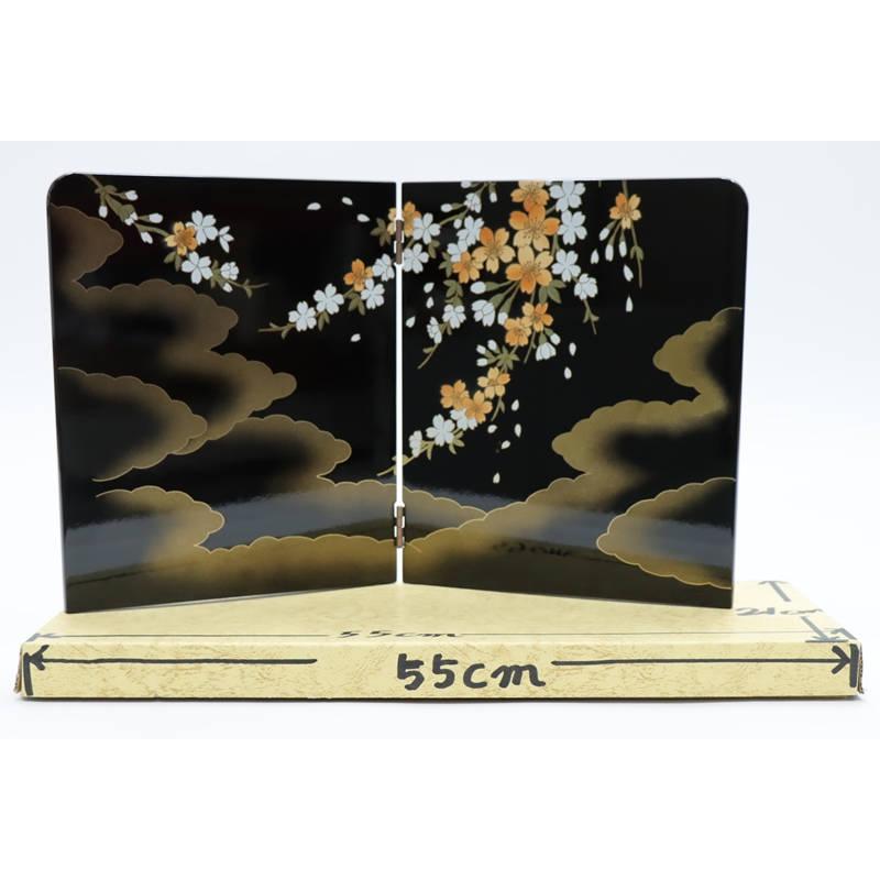 アウトレット品 雛人形 三月屏風 屏風のみ 10号 44A-312(黒)雲に桜 二