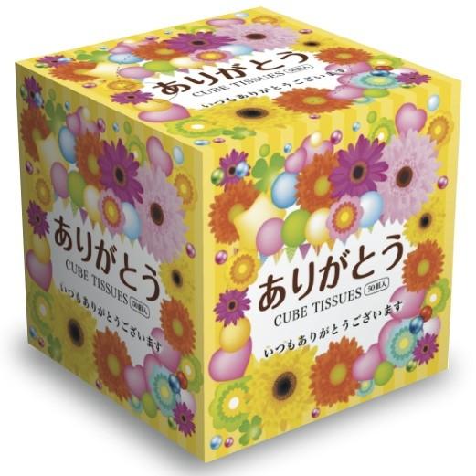 ありがとう CUBE ティッシュBOX 100箱セット 景品 粗品 販促品 記念品