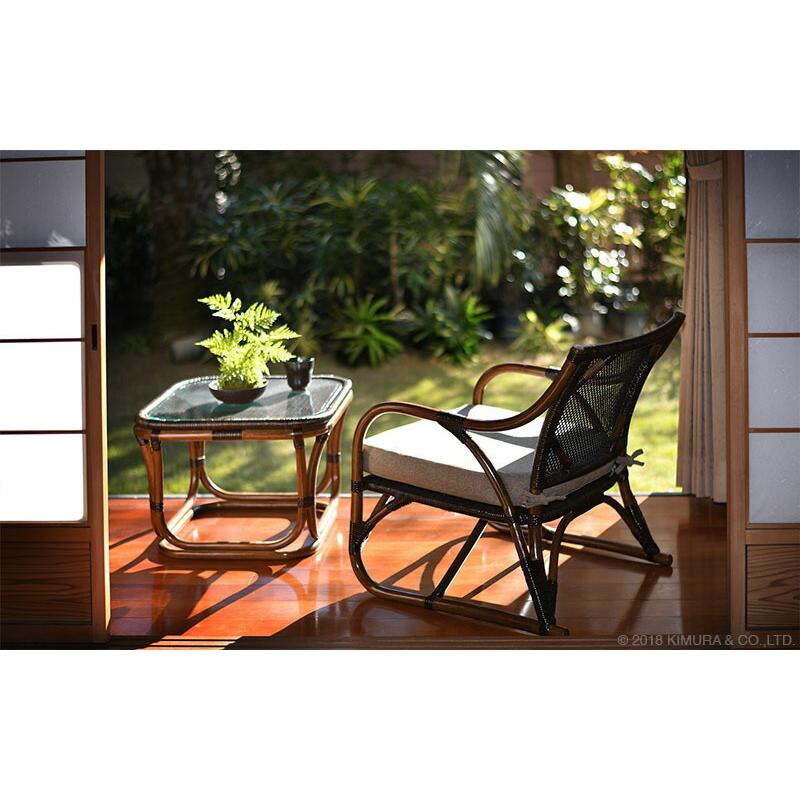 サイドテーブル テーブル ラタン 組立不要 完成品 籐 ガラス天板 家具