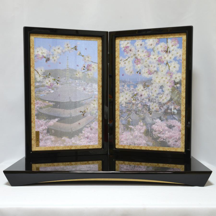 雛人形 親王飾り 尾道桜 オリジナルひな人形セット 押し花屏風 : 人形