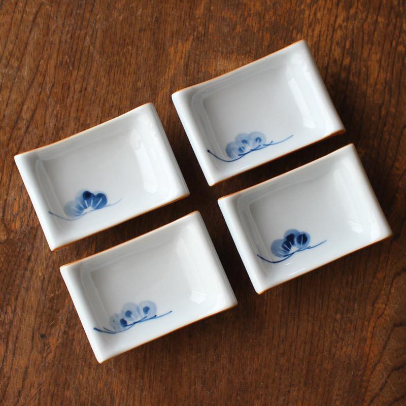 千代口 小付 小皿 和食器 醤油皿 松の木 松葉 染付 手描き風 小付け
