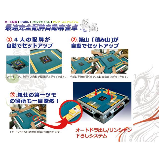 全自動麻雀卓 龍鳳CFゴールド枠 中古OH洗浄品 自動配牌ドラ出し 牌
